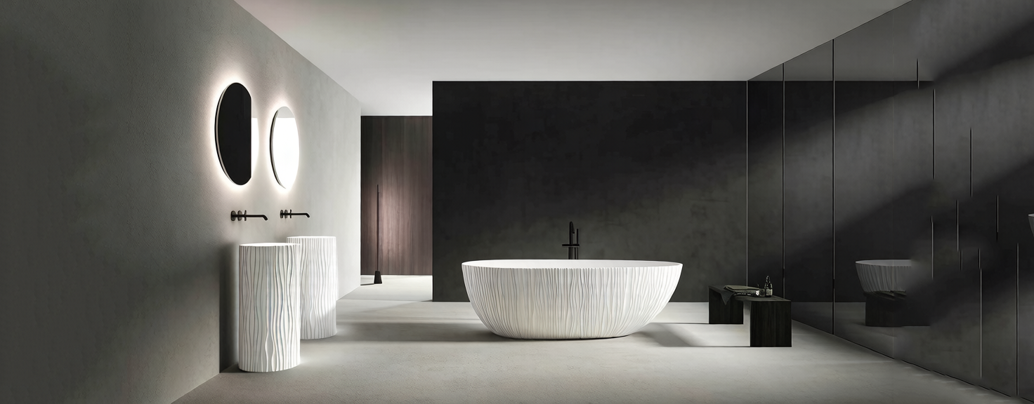 Solid surface bathtub
