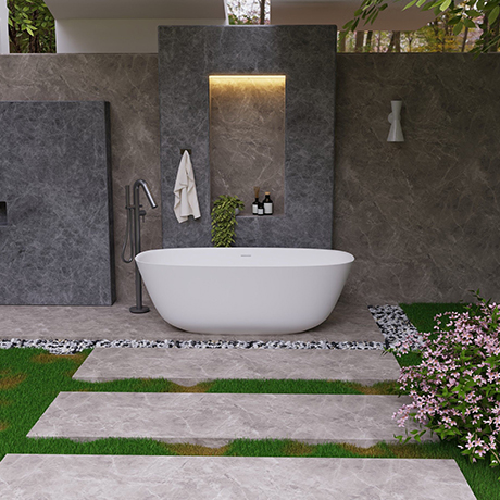 PS-8823A Luxury Freestanding Composite Stone Bathtubs for Bathroom Projects