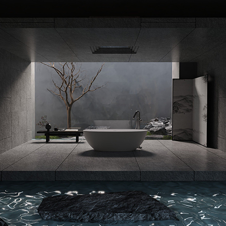 PS-8845 Oval Freestanding Artificial Stone Bathtub Manufacturer