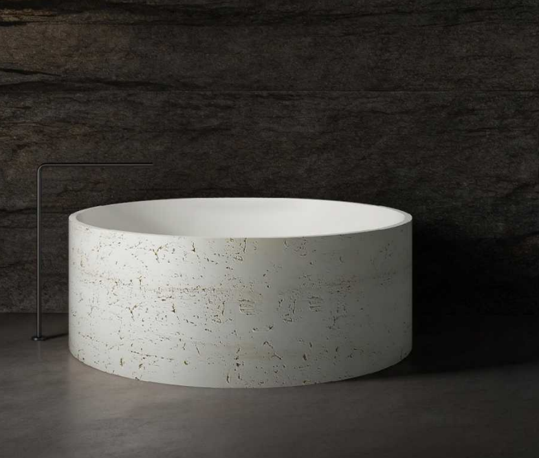FLHO travertine look solid surface bathtub case
